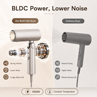 Sèche-cheveux pliable BLDC OEM ODM en promotion, double tension 110-240V, 1500W, avec concentrateur et diffuseur, idéal pour les voyages