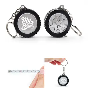 Multifunction Tire Model Car Gifts Tape Measure Key Chain Ring Holder Metal Rubber Tape Keychain
