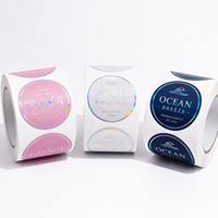 Étiquettes de produits personnalisées, adhésives, en vinyle, avec film holographique, imperméables, pour la marque, les cadeaux, les remerciements, autocollants en papier avec logo holographique en rouleau