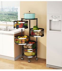 <b>Kitchen</b> Organizer Multi-layer Metal Space-saving Shelf <b>Kitchen</b> Vegetable and Fruit <b>Storage</b> Rotatable Shelf - Product Image 3
