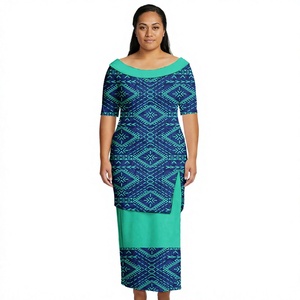 Ensemble Puletasi Haut de Gamme Personnalisé avec Logo en Soie de Lait, Motif Floral/Écossais Tribal Samoan, Robes et Jupes pour Femmes, Toutes Saisons - Product Image 3