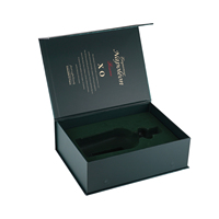 Boîtes d'emballage pliantes magnétiques en forme de livre en carton et cuir de crocodile pour coffret cadeau de vin