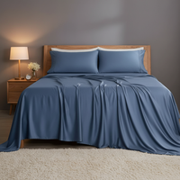Ensemble de draps de luxe 100% bambou, taille Queen, literie douce et soyeuse