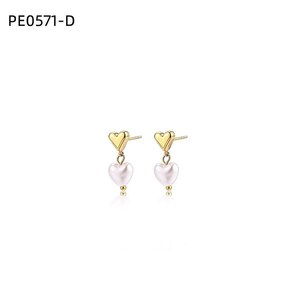 Boucles d'oreilles pendantes en forme de cœur avec fausses perles plaquées or pour femmes, à porter au quotidien - Product Image 3