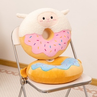 Coussin en peluche en forme de donut kawaii de 42 cm, adorable pingouin, chat, mouton, ours, pour chaise, canapé