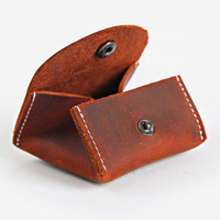 Dompet Koin Kulit Asli Mini Pendek Unisex Vintage Kustomisasi Grosir, Lapisan Atas Crazy Horse, Penutup Hasp, Dompet Sederhana