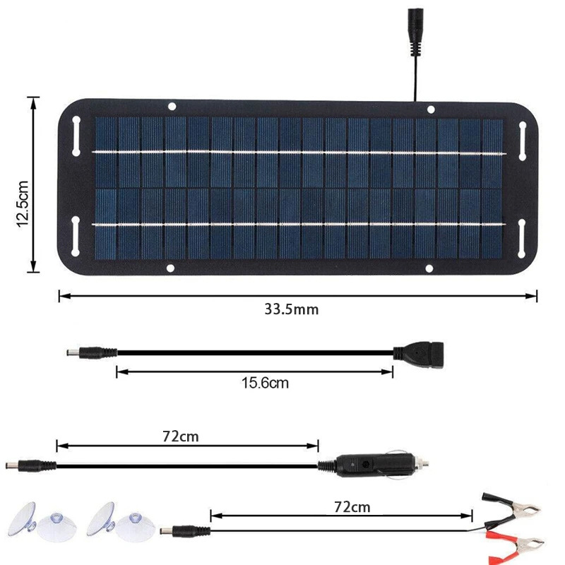 AIsmartLink 6W <strong>12V</strong> <strong>Solar</strong> Panel High Efficiency Waterproof for RV Boat Motorcycle Outdoor Portable Charging <strong>Module</strong>