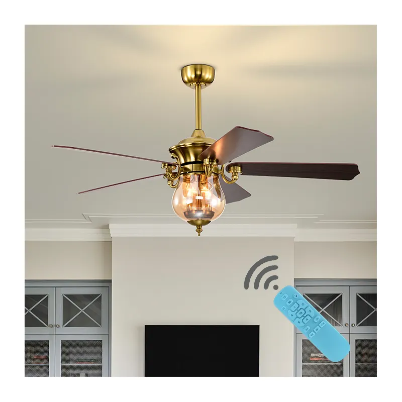 Production Manufacturers Decorative 52'' living room Indoor Ceiling Fan With Lights