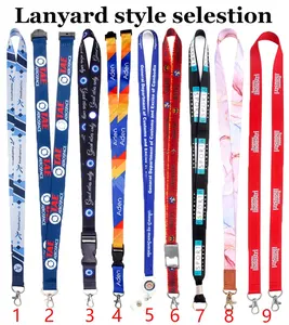 Grosir kustom sublimasi cetak ID kartu lencana pemegang poliester Lanyard gantungan kunci Lanyard dengan Logo kustom