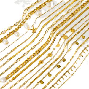 Tobillera de Moda al por Mayor con Cadena de Doble Capa y Cuentas de Estrella, Joyería de Acero Inoxidable Chapada en Oro de 18k para Niñas y Damas - Product Image 1