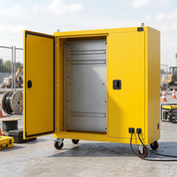 Boîtier de distribution d'alimentation portable IP44, armoire à prises en acier, sur roulettes, 400x500x250mm, OEM pour chantier de construction