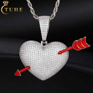 Penjualan langsung pabrik berlian 925 perak murni Vvs Moissanite liontin desain hati panah wanita liontin rantai berbentuk hati - Product Image 1