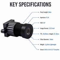 Objectif de télévision en circuit fermé (CCTV) de 8 mm, objectif de voiture étanche IP67/IP69 de 1/2,7'', objectif intelligent de lecture de code QR, MJOPTC