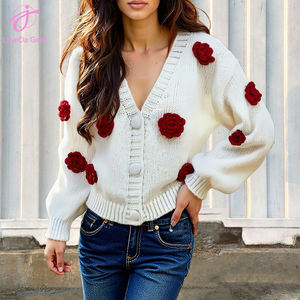 <span class=keywords><strong>Cardigan</strong></span> maglione con bottone a maniche lunghe con scollo a V per donna all'ingrosso Loveda autunno e inverno - Product Image 6