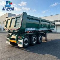 Semi-remorque benne arrière auto-déchargeante de 80 tonnes à 3 essieux avec vérins hydrauliques