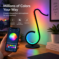 Lampe d'ambiance de bureau intelligente, lampe de table RGB, 16 millions de couleurs, commande vocale par application, synchronisation musicale, lumière décorative pour bureau de jeu