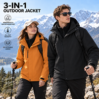 Veste imperméable à capuche unisexe pour l'extérieur, veste de randonnée 3 en 1 chaude, coupe-vent et imperméable, style sportif d'hiver