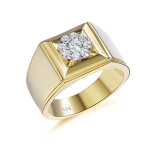 Anillo de Hombre Kirin de Plata de Ley 925 con Diamantes y Baño de Oro, Impermeable, con Circonita en Forma de Pera y Diamantes Genuinos - Product Image 4