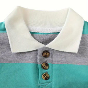 <span class=keywords><strong>Polo</strong></span> a Maniche Lunghe in Cotone Biologico per Bambini, T-shirt Personalizzata a Righe per Ragazzi, Abbigliamento per Bambini - Product Image 3