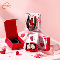 Boîte en carton magnétique personnalisée, structure rigide recyclable, ruban pour bague, boucles d'oreilles, collier, cadeau de la Saint-Valentin, cadeau de mariage