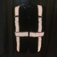 Gilet de travail bicolore classe 2, noir, en polyester et maille, haute visibilité, réfléchissant, avec 4 poches avant