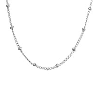 Collier ras du cou minimaliste classique à perles, réglable, en acier inoxydable plaqué argent pour filles