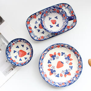 Juegos de cena de porcelana redonda con diseño de flores bohemias, decoración de boda de cerámica sostenible para fiestas, otras ocasiones - Product Image 1
