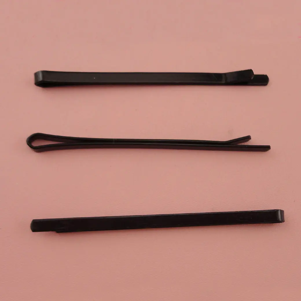 Черные простые металлические заколки-невидимки 100 шт./уп. 3 мм * 6,0 см, плоские прямые заколки для волос, заколки для пучка, материал для «сделай сам», банты для волос
