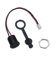 Câble d'alimentation USB-C femelle étanche à montage sur panneau vers PH2.0 2P à fils ouverts, charge rapide 3A, en PVC noir, avec port de chargeur personnalisé et couvercle