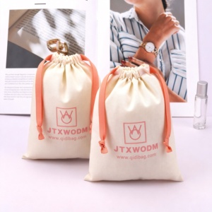 Custom Logo Printed <b>Drawstring</b> Cotton <b>Canvas</b> Pouch Reusable Organic Big Shopping <b>Bag</b> Foldable Portable Jewelry Dust <b>Bags</b> - Product Image 2