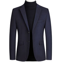 Manteau Homme d'Automne et d'Hiver Slim Trench-Coat Épaissi Couleur Unie Veste de Costume