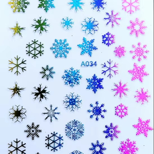 10 pièces d'autocollants pour ongles en 3D, flocons de neige dorés/rouges laser, bonhomme de neige, glissières, hiver, Noël/Nouvel An, décalcomanies pour <span class=keywords><strong>manucure</strong></span> - Product Image 1