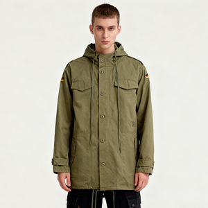 Cappotto Invernale da Uomo Ikdeer Slim Fit <span class=keywords><strong>Verde</strong></span> Oliva con Cappuccio, 100% Cotone Canvas Traspirante Ecologico, Chiusura con Bottoni e Cerniera, 280g - Product Image 1