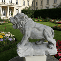 Statue de léopard en marbre noir sculptée à la main, sculpture animale en pierre moderne pour jardin extérieur