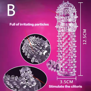 Condones Transparentes de Cristal con Espinas, Juguete Sexual, Extensor de Pene con Sensación Realista, Reutilizable para Parejas - Product Image 4