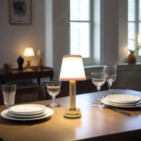 Lampe de table LED sans fil rechargeable moderne, simple et écologique, à commande tactile, portable, en tissu, pour la décoration de café et de restaurant, flexible