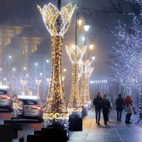 Decoración Navideña para Exteriores, Luces LED 2D con Motivos Navideños para Postes de Calle, Iluminación Decorativa
