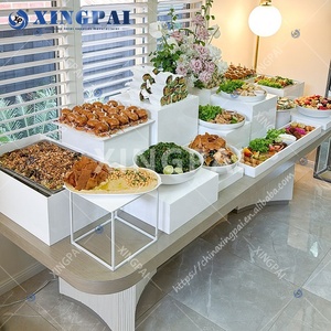 XINGPAI Ensemble de présentoirs de <span class=keywords><strong>buffet</strong></span> pour la décoration de banquets de mariage, supports de présentation blancs en acrylique pour hôtel - Product Image 5