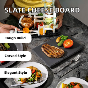 Planche à fromage <span class=keywords><strong>rectangulaire</strong></span> noire personnalisée 12x25cm <span class=keywords><strong>plat</strong></span> classique <span class=keywords><strong>en</strong></span> pierre d'<span class=keywords><strong>ardoise</strong></span> avec gravure pour les fêtes - Product Image 3