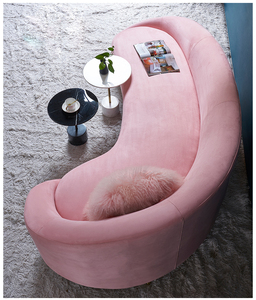 Sofá Moderno de Lujo Ligero 2021, Sofá Curvo de Terciopelo Rosa para Decoración del Hogar, Muebles de Sala de Estar, Juego de Sofás - Product Image 3