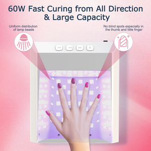 Đèn làm khô móng tay <span class=keywords><strong>LED</strong></span> <span class=keywords><strong>UV</strong></span> di động bằng kim loại, sạc lại được, <span class=keywords><strong>60W</strong></span>, màu trắng, làm khô nhanh - Product Image 6