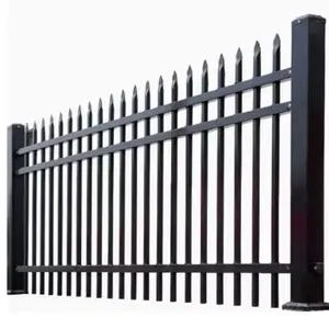 Desain baru murah besi tempa pagar Panel baja logam Picket pagar Ornamental