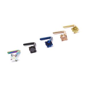 Gaby 316L Acero quirúrgico diamante CZ <span class=keywords><strong>L</strong></span> en forma de Piercing joyería nariz Stud anillos nariz <span class=keywords><strong>L</strong></span> curva - Product Image 2