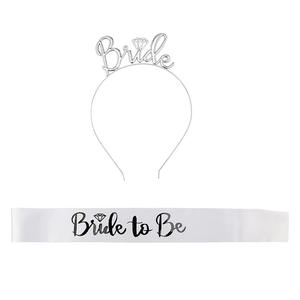<strong>Bride</strong> <strong>to</strong> <strong>Be</strong> Sash and <strong>Headband</strong> Crown Engagement Wedding Bridal Shower Bachelorette Party Supplies and Accessories - Product Image 5