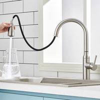 Robinet de cuisine commercial multifonction à jet puissant, cartouche céramique, douchette extractible à arc élevé
