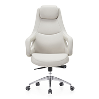 Chaise de bureau ergonomique en cuir de haute qualité à dossier haut, chaise pivotante de direction réglable avec appui-tête souple