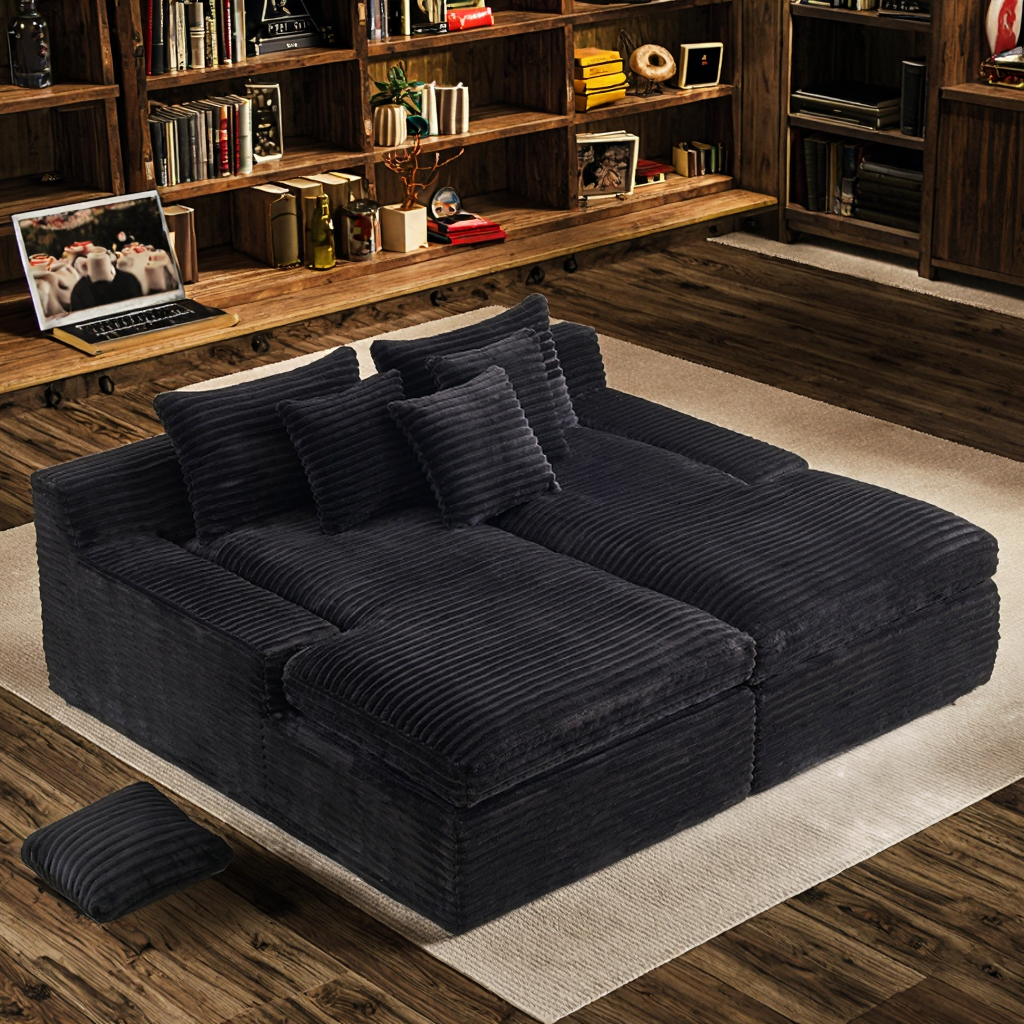 Noir + Velours côtelé + 2 places