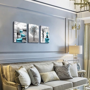 Tela di arte della parete soggiorno decorazione della parete pittura camera da letto <span class=keywords><strong>bagno</strong></span> incorniciato arte astratta decorazione della casa blu pittura murale - Product Image 4