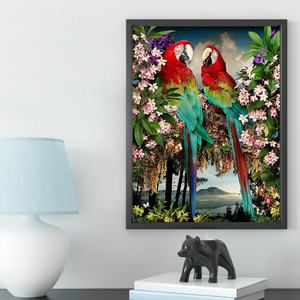 Peinture de diamant 5D à faire soi-même, décoration de maison, point de croix, une paire de perroquets, vente en gros - Product Image 2