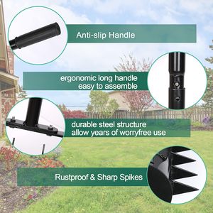 Aérateurs de pelouse manuels Aérateur manuel roulant Aérateur roulant pour pelouse de jardin avec poignée antidérapante Pointes de dents - Product Image 6